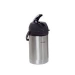 Termo de 2.5 litros fabricado en acero inoxidable con acabado de cromo con borde negro.