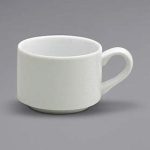 BUFFALO: Taza de Café Apilable de Porcelana Blanco de 7.5 Onzas