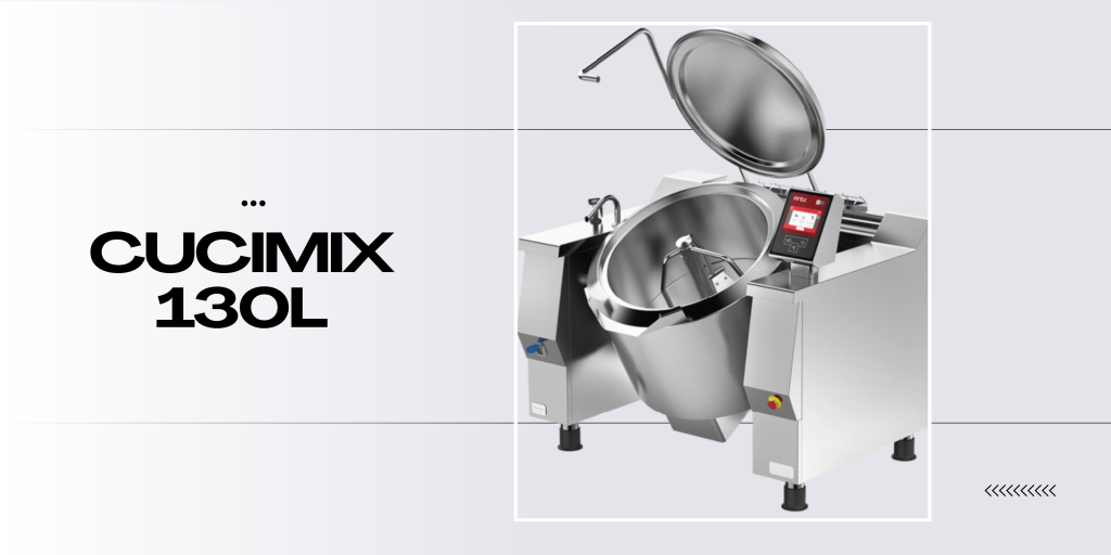 Cucimix 130L en uso durante prueba de equipos de cocción industriales para restaurante