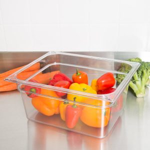 Pana fria de policarbonato p/ almacenar alimentos, tamaño 1/2 de 6" de profundidad.