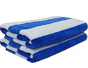 CABANA: Toalla de Piscina 30"x70" Blanca con Rayas Azules