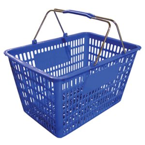 Canasta plástica para supermercado. Azul