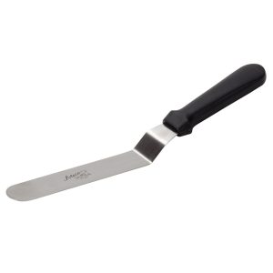 Espátula Metálica Angulada de 8"x1.25" con Mango de Polipropileno Negro