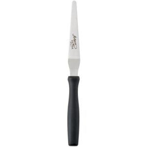 Espatula Metálica Angulada Punta Fina de 4.75"x0.75" con Mango de Polipropileno Negro