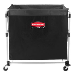 Carro para lavanderia con cesta plegable 35.7 "L x 24.1" W x 34 "H -220Lb de acero inoxidable / vinil negro