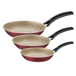 TURIM: Juego de 3 Sartenes de 16,18 y 24cm Antiadherente Rojo