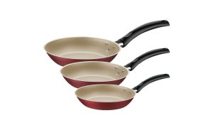 TURIM: Juego de 3 Sartenes de 16,18 y 24cm Antiadherente Rojo
