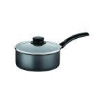 TURIM: Olla de 1.4 Lts Antiadherente con Tapa de Vidrio Negro