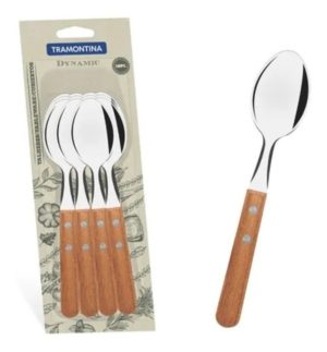 DYNAMIC: Juego de 12 Cucharas de Mesa con Mango de Madera