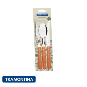 DYNAMIC: Juego de 3 Cubiertos -Tenedor, Cuchara y Cuchillo- con Mango de Madera