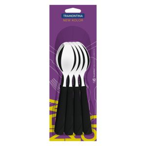 NEW KOLOR: Juego de 12 Cucharas con Mango de Polipropileno Negro