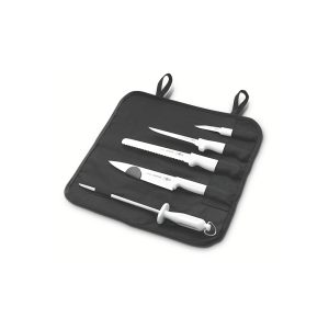 PROFESSIONAL: Juego de 6 Piezas de Cuchillos de Acero Inoxidable con Mango de Polipropileno Blanco