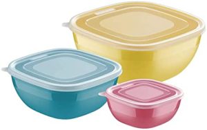MIXCOLOR: Juego de 3 Contenedores de Plástico con Tapa para Alimentos