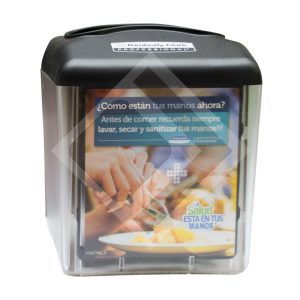 30198112 Dispensador de servilletas pop up interfoliadas con espacio para publicidad negro - UND