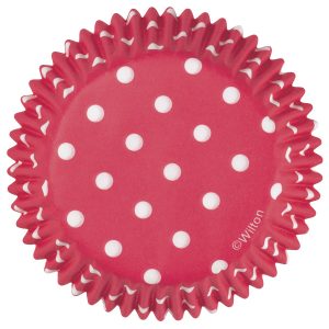 Molde para hornear color rojo con puntos blancos paquete de 75und