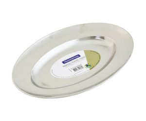BUENA: Fuente Ovalada para Servir de Acero Inoxidable de 30x26 cm