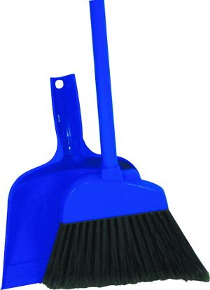 Combo de escoba de aluminio y pala pequeña color azul