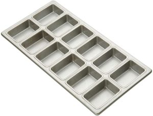 MOLDE MINI PARA BARRA DE PAN DE ALUMNINIO 12 CAVIDADES DE 3 7/8"X 2 1/2"