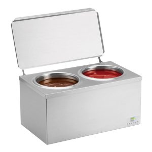 Dispensador de dos compartimientos, 6Qt P/helados, acero.