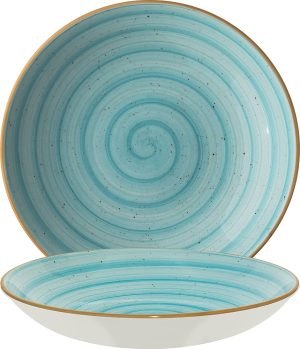 AQUA: Plato Hondo de Porcelana  10.2'' Azul