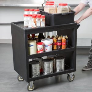Carro de Servicio de 3 Niveles de 33-1/4"x20"x34-5/8" Negro