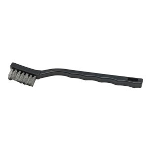 cepillo pequeño  7" , cerdas de acero y mango plastico negro