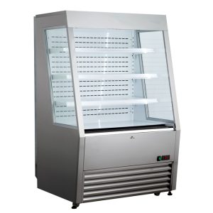 Exhibidor vertical de cortina de aire refrigerado negro de 36", 110 V/60/1ph