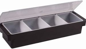 Soporte para condimentos con 4 compartimentos, color negro