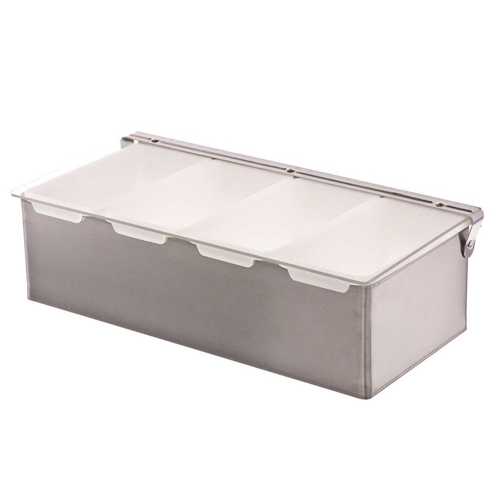 Torre De Condimentos APS Paderno - Acero Inoxidable, 4 Cubos De Acrílico 1.1 Qt, Apta Lavavajillas, Diseño Italiano
