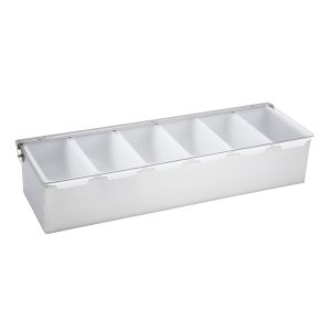 Portacondimentos de 6 compartimientos, base de acero inoxidable