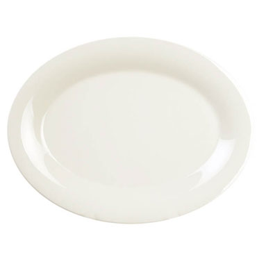 Plato marfil ovaldo de melamina borde ancho 13-1/2" x 10 1/2"