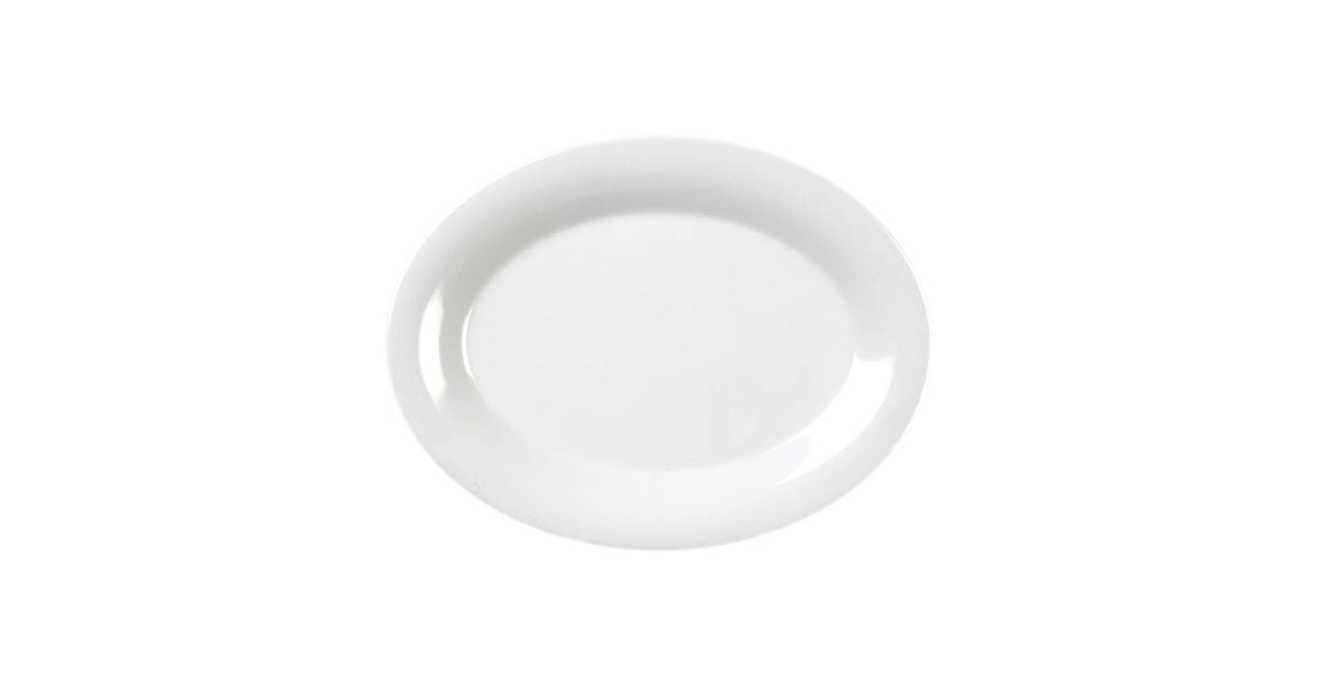 Plato blanco ovalado de melamina borde ancho 13-1/2" x10 1/2