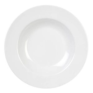 Plato blanco redondo hondo de melamina borde ancho 11"