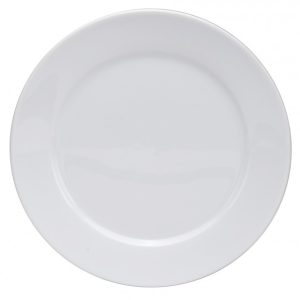 BUFFALO: Plato Redondo Borde Ancho de Porcelana Blanco de 6-3/8"