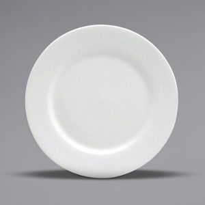 BUFFALO: Plato Redondo Borde Ancho de Porcelana Blanco de 9"