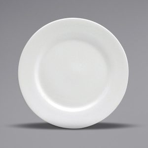 BUFFALO: Plato Redondo Borde Ancho de Porcelana Blanco de 9-1/2"