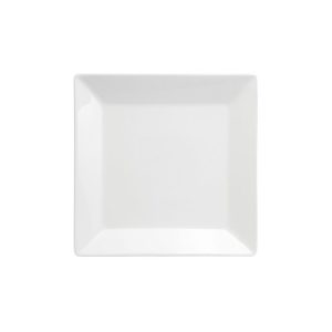 BUFFALO: Plato Cuadrado Borde Ancho de Porcelana Blanco de 9-1/2"x9-1/2"