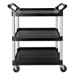 Carro de Servicio con 3 Repisas Capacidad de 200 Lb de 33-5/8"x18-5/8"x37-3/4" Negro