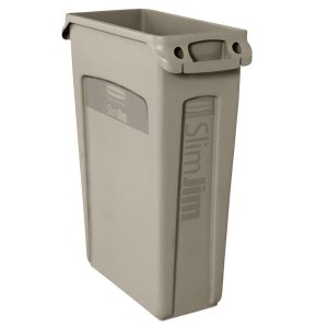 Basurero Slim Jim de Plástico de 23 Galones Beige