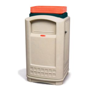 Basurero plaza porta bandejas 50gal-189.3L plastico beige