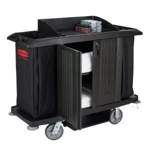 Carro para ama de llaves con puertas y bolsa de vinil color negro
