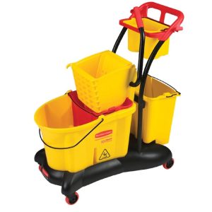 Carrito exprimidor de fregado amarillo con escurridor de prensa lateral 35QT
