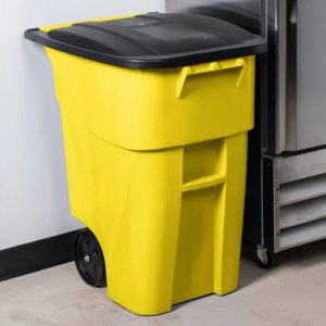 Contenedor Brute Rollout con Tapa de 50 Galones Amarillo