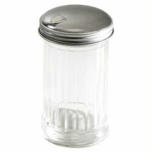 AZUCARERA 12 OZ, VIDRIO CON TAPA DE ACERO INOXIDABLE