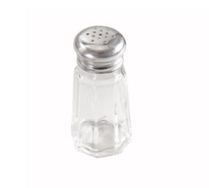 Salero de vidrio con tapa de acero inoxidable de 1oz