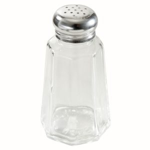 Salero 2 oz, de vidrio con tapa de acero inoxidable