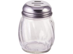 Dispensador de especias 6oz, de vidrio con tapa ranurada de acero inoxidable