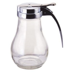 Dispensador de sirope 14 oz, vidrio con tapa de acero inoxidable