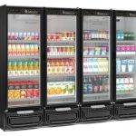 Exhibidor vertical de 4 puertas color negro 120V/60Hz/1Ph