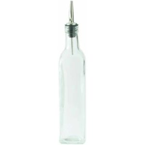 Vinagrera/aceitera 16 Oz, de Vidrio con tapa acero inoxidable